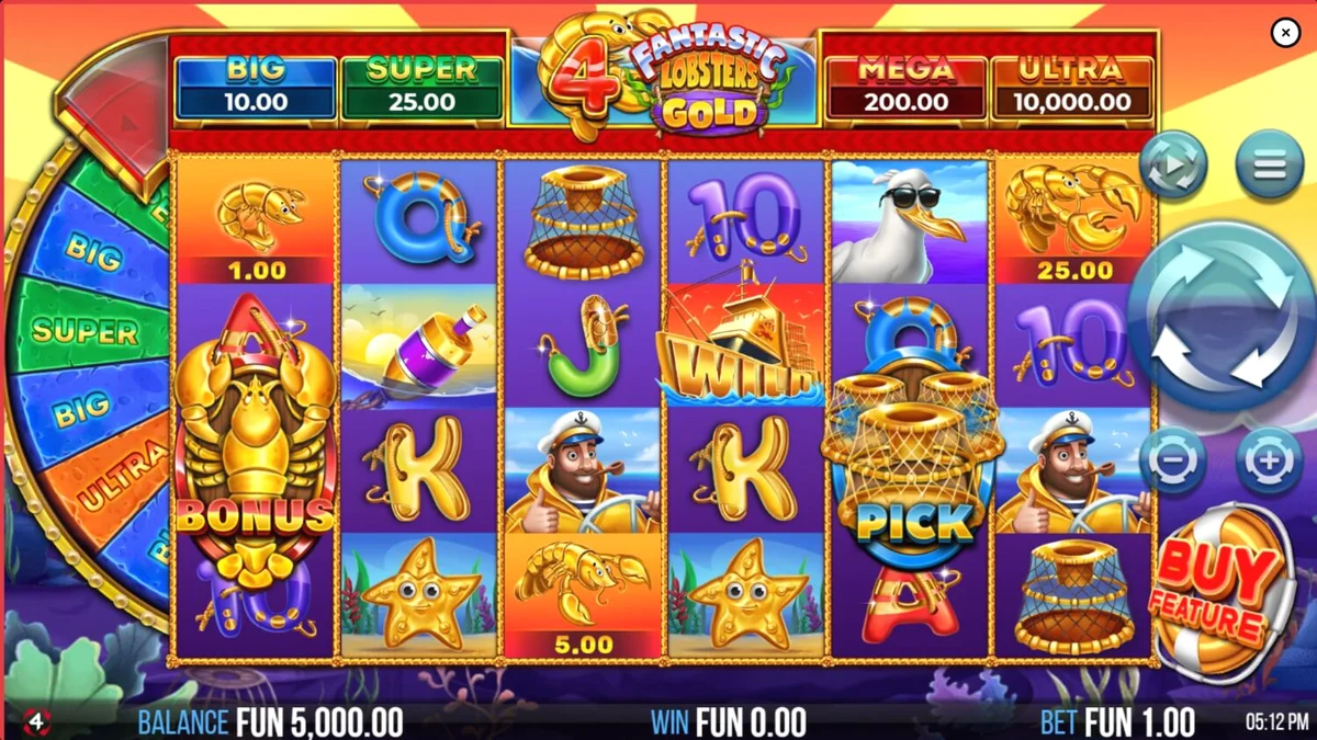 Tampilan visual slot 4 Fantastic Lobsters Gold dengan tema bawah laut yang cerah