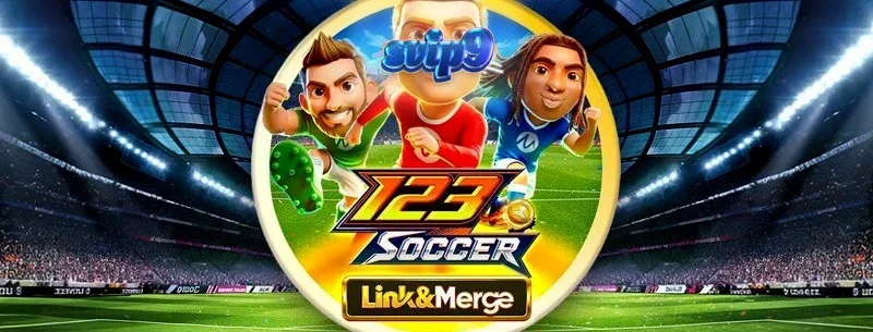 Tampilan visual neon dari permainan slot 123 Soccer Link&Merge